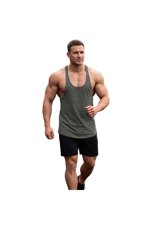 Mens Tshirts, Workout Soft Gym Bodybuilding Stringer Tank Mens Shirts Dark Gray M