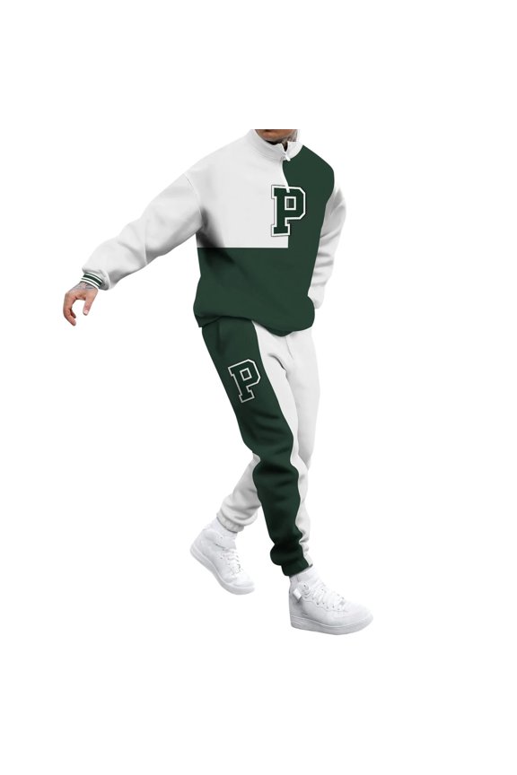 Popular Men's Crew Neck Hoodie Lace Up Trousers 3D Splicing Printed Suit Classic Stripes Geometric Pattern Sports And Leisure Suits for Prom