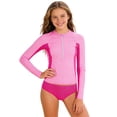 thumbnail image 1 of Zylarhe Rash Guard for Girls, Girls Long Sleeve Rash Guard UPF 50+ Sun Two Piece Bikini Set With Swim Shorts 11-12 Years Hot Pink, 1 of 5