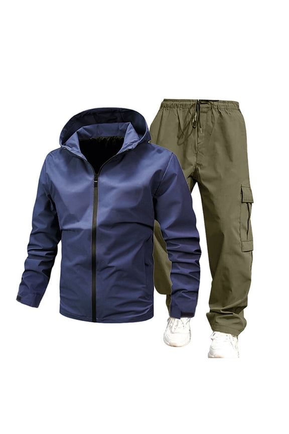 Spring And Autumn Punching Jacket Coat Casual Men Hooded Solid Color Men Jacket Outdoor Sports Set Vest Men