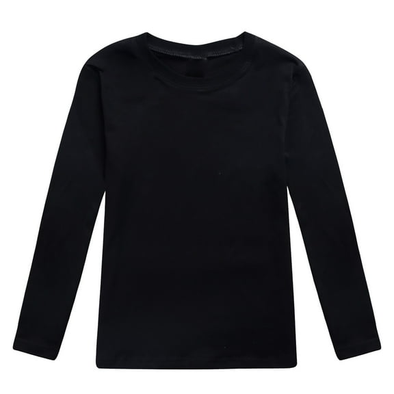 Zylarhe Stylish Toddler Kids Autumn Long Sleeve Tee Shirt with Prints for Boys Girls Comfortable Casual Top 8-9 Years Black