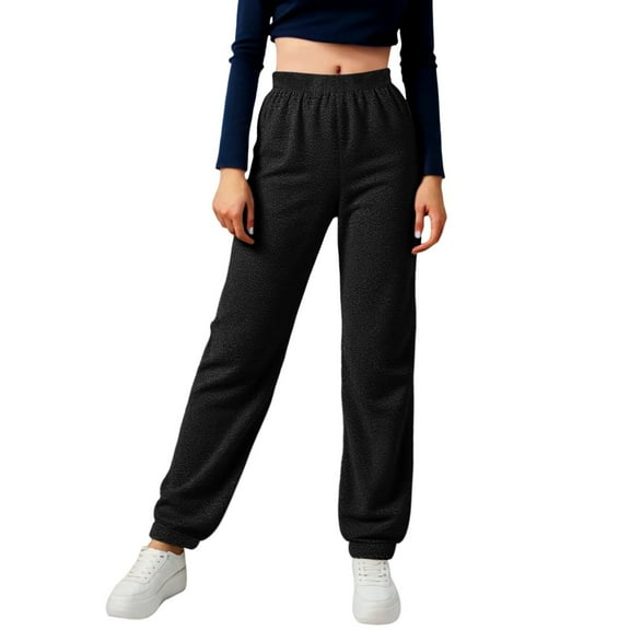 Zylarhe Summer Women's Pants Women's Casual Winter Thermal Pants Elastic Waist Loose Fit Comfortable Warm Lined Full Length Leggings for Cold Weather