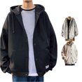 thumbnail image 1 of Zylarhe Sweatshirt for Men Mens Hooded Oversize Plush Loose Cardigan Sweater with Cozy Plush Lining for Extra Warmth Black L, 1 of 5