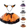 thumbnail image 1 of Zylarhe Toddler Halloween Ballet Skirt with Hairband Party Dance Performance Set Orange 4-5 Years, 1 of 4