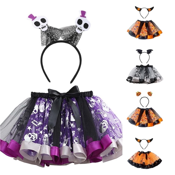 Zylarhe Toddler Halloween Ballet Skirt with Hairband Party Dance Performance Set Purple 2-3 Years