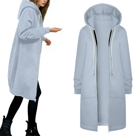 Zylarhe Women's Jacket Warm Hooded Zip Up Coat Soft Casual Outerwear Lightweight Comfortable Winter Fashion Top