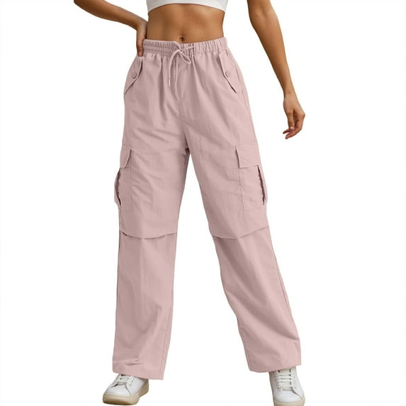 Zylarhe Women's Pants Women's Boho Beach Pants High Waist Casual Trousers with Pockets Flowy Long Printing Comfortable Travel Elastic Waistband Lightweight Summer