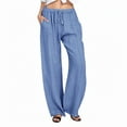thumbnail image 1 of Zylarhe Women's Pants Women's Casual Boho Beach Pants with Long Pockets Comfortable High Waist Trousers for Travel and Daily Wear, 1 of 9