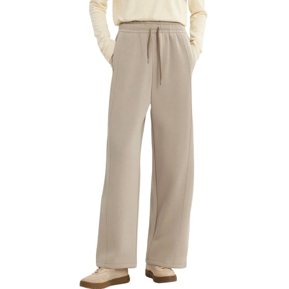 Zylarhe Women's Pants Women's Casual High Waisted Wide Leg Pants Soft Comfortable Drawstring Sweatpants for Travel Jogging and Daily Wear