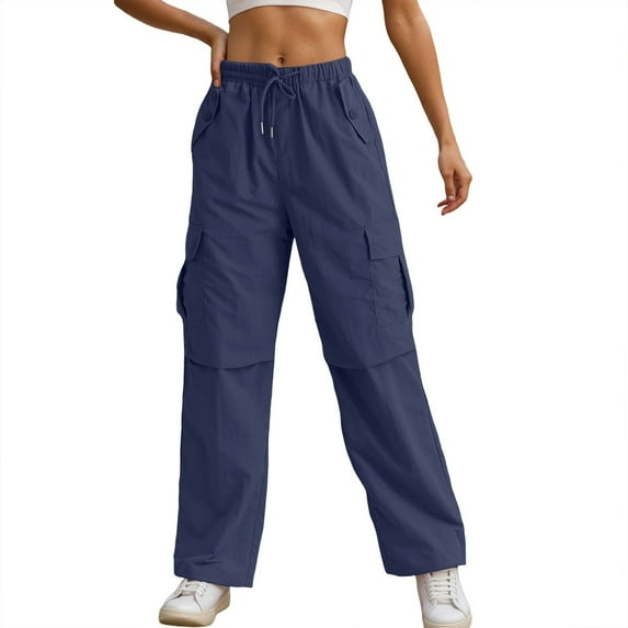 Zylarhe Women's Pants Women's Casual Loose Fit Solid High Waist Comfort Stretch Soft Trousers for Everyday Wear