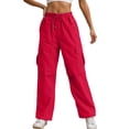 thumbnail image 1 of Zylarhe Women's Pants Women's Casual Loose Fit Solid High Waist Comfort Stretch Soft Trousers for Everyday Wear, 1 of 6