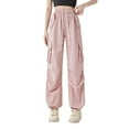 thumbnail image 1 of Zylarhe Women's Pants Women's Casual Pants Loose Fit Straight Leg Trousers with Drawstring Waist Comfortable Pocket Design Stylish Solid Color, 1 of 4