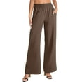 thumbnail image 1 of Zylarhe Women's Pants Women's Casual Straight Leg Pants Soft Comfortable Elastic Waist Lightweight Breathable Trousers with Side Pockets for Daily Work, 1 of 4
