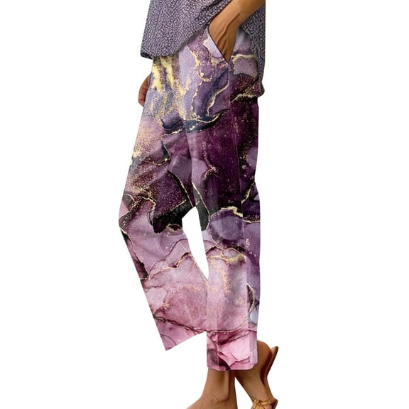 Zylarhe Women's Pants Women's Casual Stretch Yoga Pants High Waist Comfortable Loose Fit Straight Leg Solid Color Pocket Design