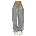 thumbnail image 1 of Zylarhe Women's Pants Women's Casual Sweatpants Loose Fit Comfortable Streetwear Running Long Pants Fashionable Athletic Trousers Soft Stretchy Lightweight, 1 of 3