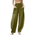 thumbnail image 1 of Zylarhe Women's Pants Women's High Waist Casual Pants Solid Color Corduroy Slit Hem Trousers Comfortable Stretch Fit Versatile Everyday Wear, 1 of 5