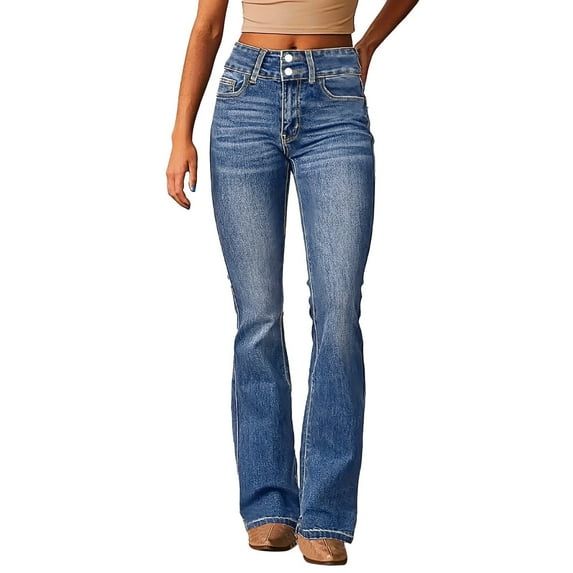 Zylarhe Women's Pants Women's High Waist Stretch Jeans Retro Fashion Casual Trousers Comfortable Soft Denim Pants for Everyday Wear