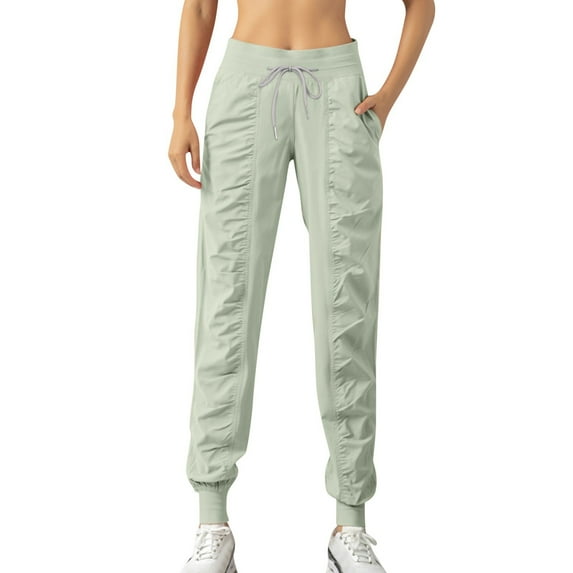 Zylarhe Women's Pants Women's High Waisted Wide Leg Casual Pants Comfortable Elastic Waistband Flowy Trousers Straight Fit Long Pants with Pockets for Everyday Wear