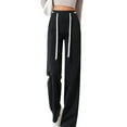 thumbnail image 1 of Zylarhe Women's Pants Women's High Waisted Wide Leg Casual Pants Elastic Drawstring Comfortable Straight Fit Trousers with Pockets for Everyday Wear, 1 of 3