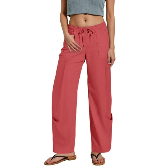 Zylarhe Women's Pants Women's High Waisted Wide Leg Pants Drape Casual Trousers Flowy Comfortable Wear Stretchy Fabric