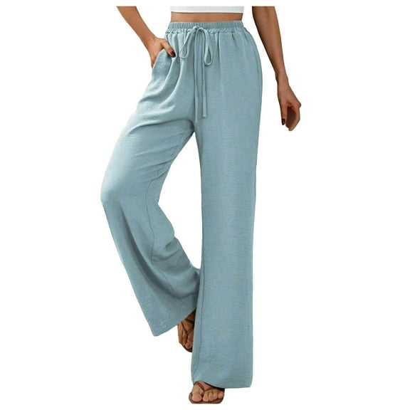 Zylarhe Women's Pants Women's High Waisted Wide Leg Pants Drape Casual Trousers Flowy Comfortable Wear Stretchy Fabric