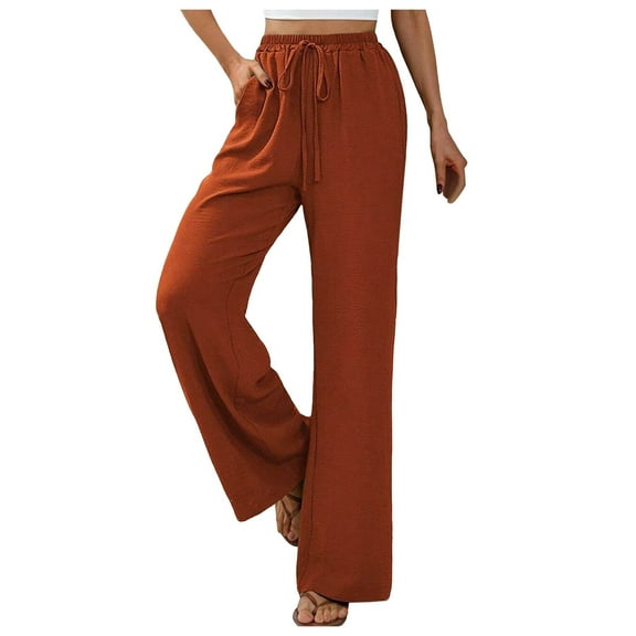 Zylarhe Women's Pants Women's High Waisted Wide Leg Pants Drape Casual Trousers Flowy Comfortable Wear Stretchy Fabric