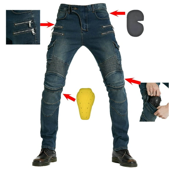 Zylarhe Women's Pants Women's Motorcycle Riding Pants Stretch Denim Protective Tear- Windproof Breathable Leg Pants for All Seasons