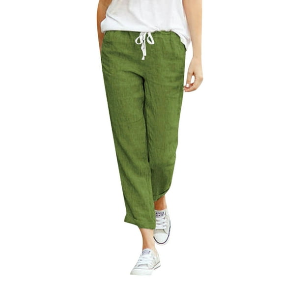 Zylarhe Women's Pants Women's Stretch Comfortable Casual Pants Elastic Waist Soft Trousers Lightweight Breathable Daily Wear