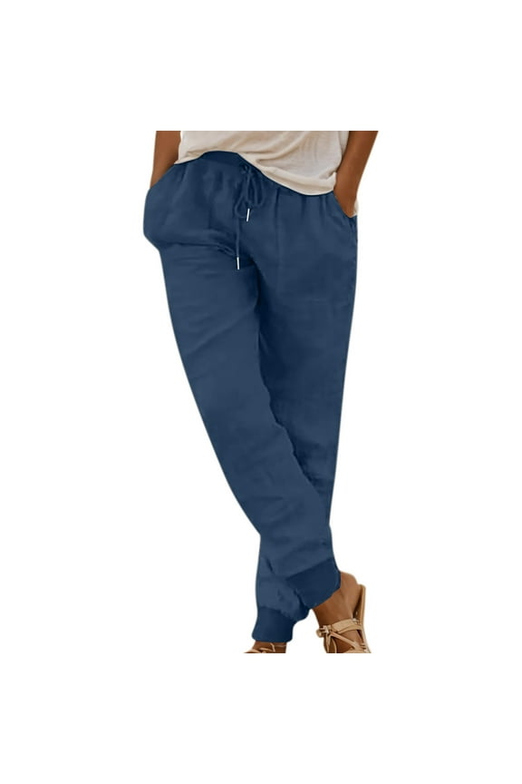 Women's Pants Women's Stretchy Comfortable Casual Trousers with Elastic Waistband and Side Pockets for Everyday Wear