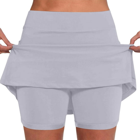Zylarhe Women's Pants Women's Stylish Mid Waist Skort with Pockets Comfortable Active Casual Shorts Skirt for Everyday Wear