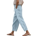 thumbnail image 1 of Zylarhe Women's Pants Women's Wide Leg Yoga Pants High Waisted Comfortable Loose Sweatpants With Pockets Casual Tie Knot Joggers, 1 of 7