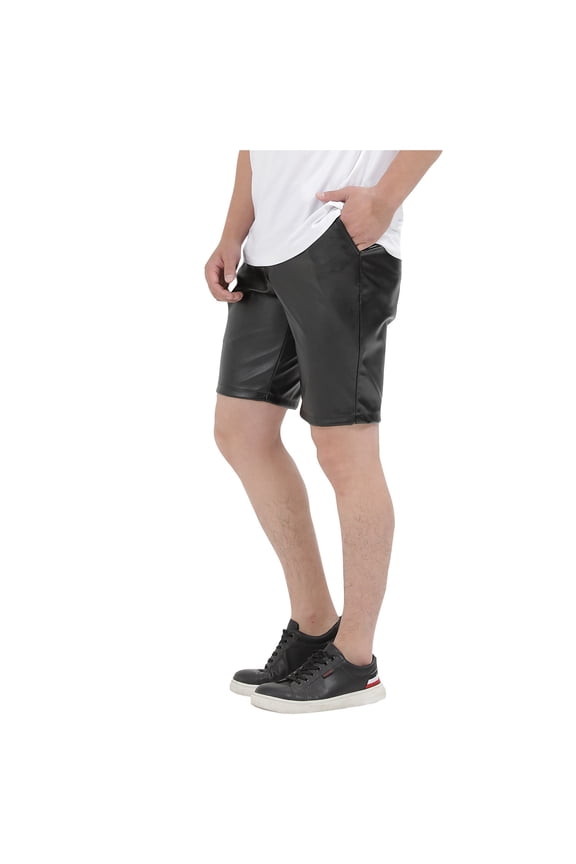 Men's Shorts, Leather Shorts Men's Hop Motorcycle Ride Party Disco Shorts Polyester Shorts Men Black 34