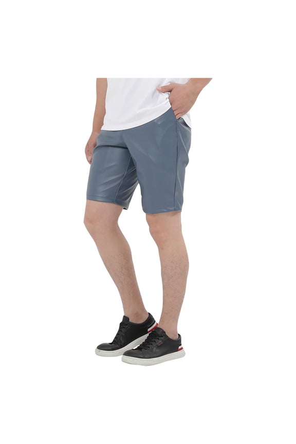Men's Shorts, Leather Shorts Men's Hop Motorcycle Ride Party Disco Shorts Polyester Shorts Men Blue 32