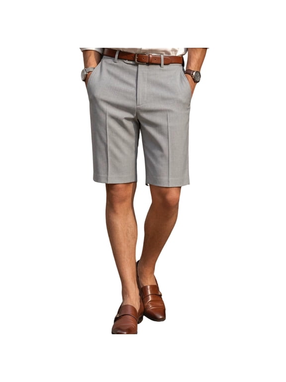 Men's Shorts, Slim Fit's Summer Dress Shorts Lightweight Executive Style Casual Pant Shorts For Warm Weather And Daily Wear Big Light Gray XXXL