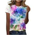thumbnail image 1 of Zylarhe Womens Summer Tops Women's Graphic Print Round Neck Short Sleeve Casual T-Shirt Comfortable Soft Tee Stylish Everyday Top, 1 of 5