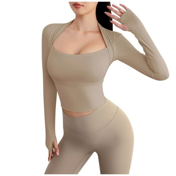 Zylarhe Womens T Shirts Women's Active Long Sleeve Yoga T-Shirt with Built-in Support for Comfortable Workout and Training