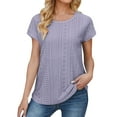thumbnail image 1 of Zylarhe Womens T Shirts Women's Fashion Casual T-Shirt O Neck Summer Top with Lace Sleeve Loose Fit Comfortable Breathable Tee for Daily Wear, 1 of 7