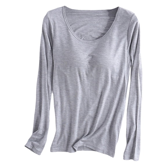 Zylarhe Womens T Shirts Women's Thermal Long Sleeve T-Shirt Tight Thickened Winter Top Thin Velvet Body Shaping Comfortable Soft Warm Pajama Tee