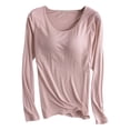 thumbnail image 1 of Zylarhe Womens T Shirts Women's Thermal Long Sleeve T-Shirt Tight Thickened Winter Top Thin Velvet Body Shaping Comfortable Soft Warm Pajama Tee, 1 of 5