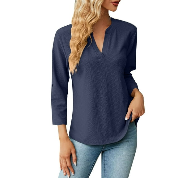 Zylarhe Womens T Shirts Women's V Neck Long Sleeve T-Shirt Soft Comfortable Casual Blouse Top for Fall Winter Seasons