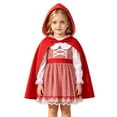 thumbnail image 1 of Zylarhe  Girls Dresses with Red Riding Hood Cosplay Party Dress Outfits with Cloak Cape Kids Fancy Dress Up for Halloween Christmas 2PCS Red 2-3 Years, 1 of 9