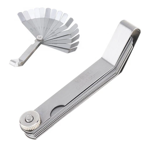 Zyler - 0.05-1Mm Thickness Curved Steel Gapped Metric Filler Feeler Gauge 16Pcs Blades