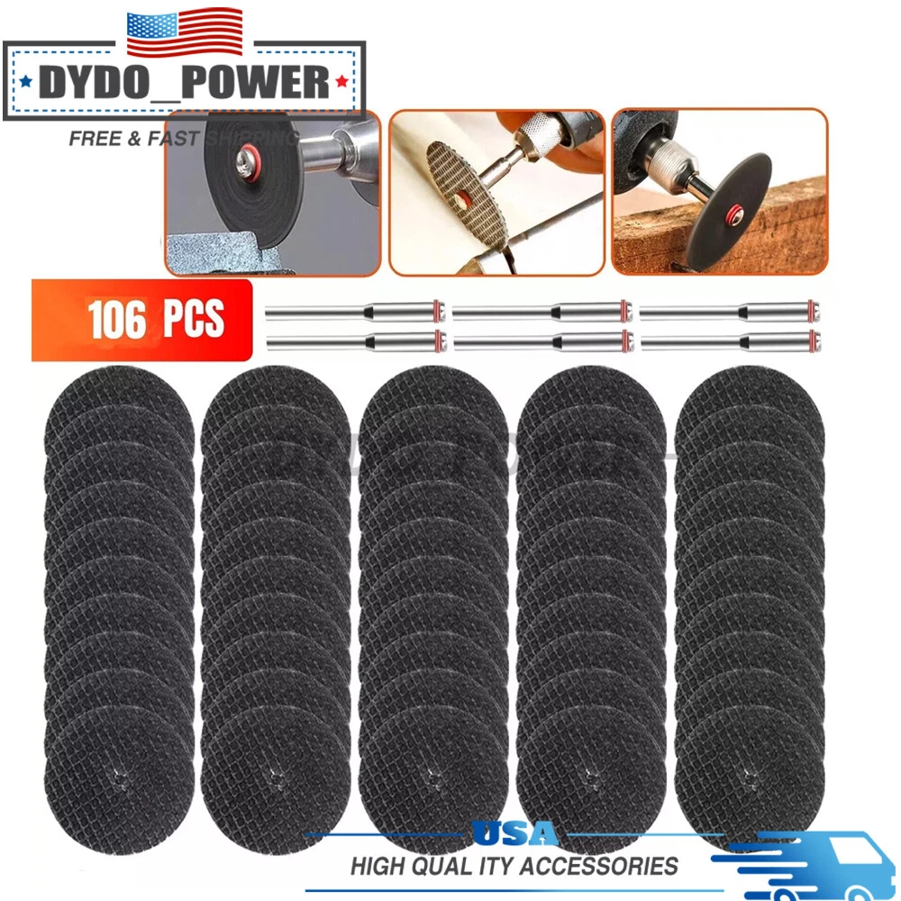 Zyler - 106 Fiberglass Metal Cut Off Wheel Rotary Disc W/6Pcs 1/8" Mandrel For Dremel Us