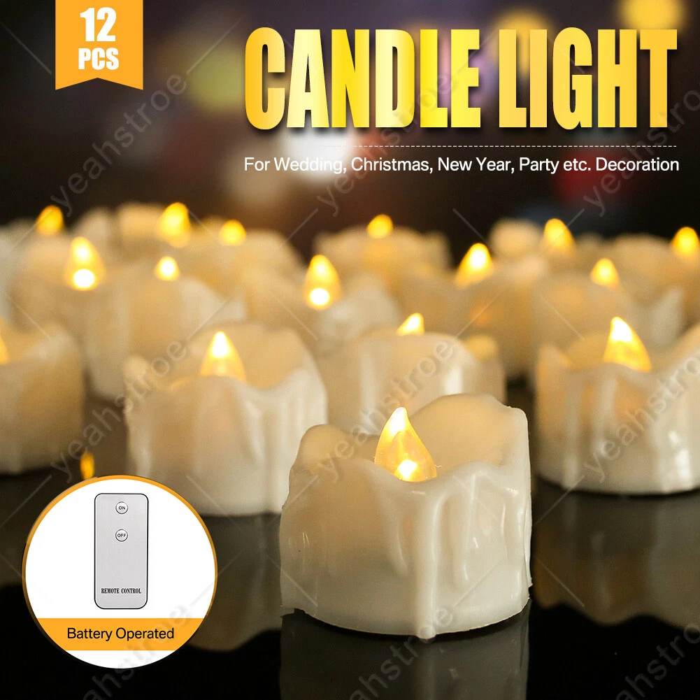 Zyler - 12Pcs Flameless Led Candle Tea Lights Flicker W/ Remote Control Battery Operated