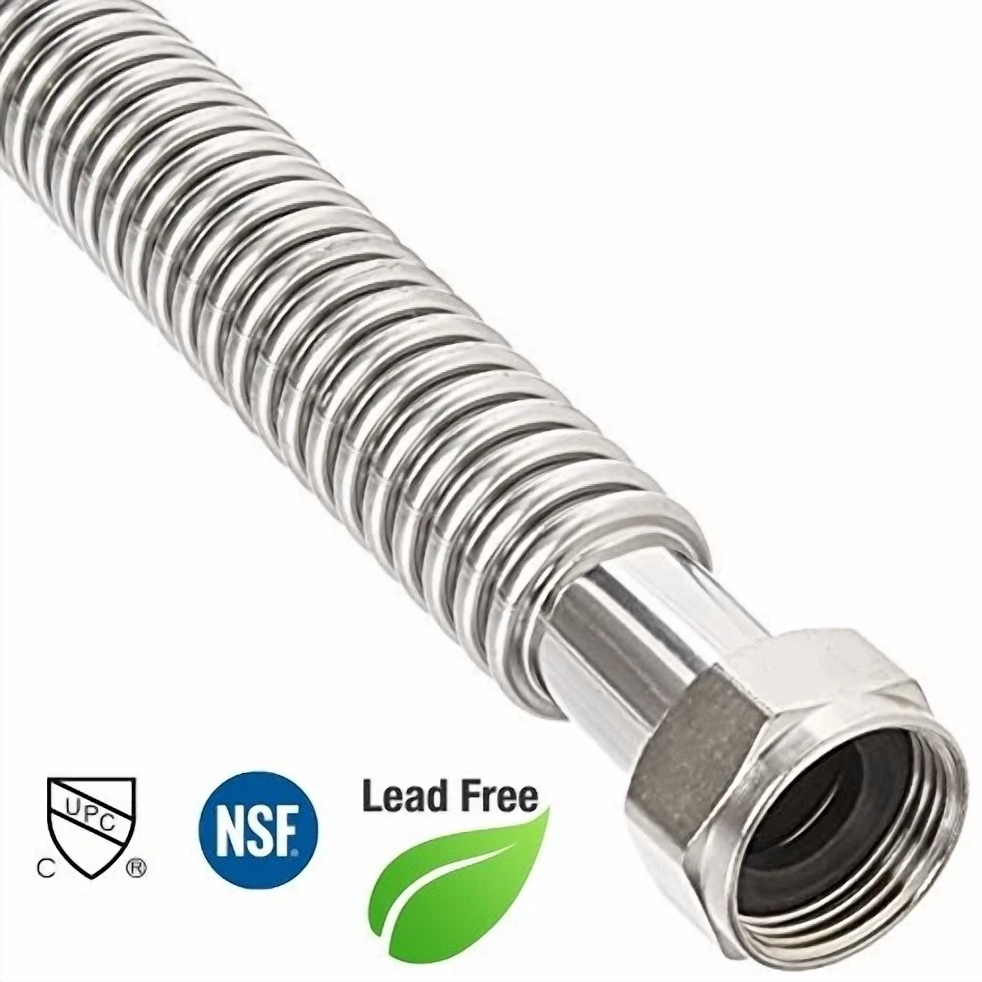 Zyler - 1Pc Corrugated Stainless Water Heater Supply Connector Hose Lines 3/4"Fip X 15"
