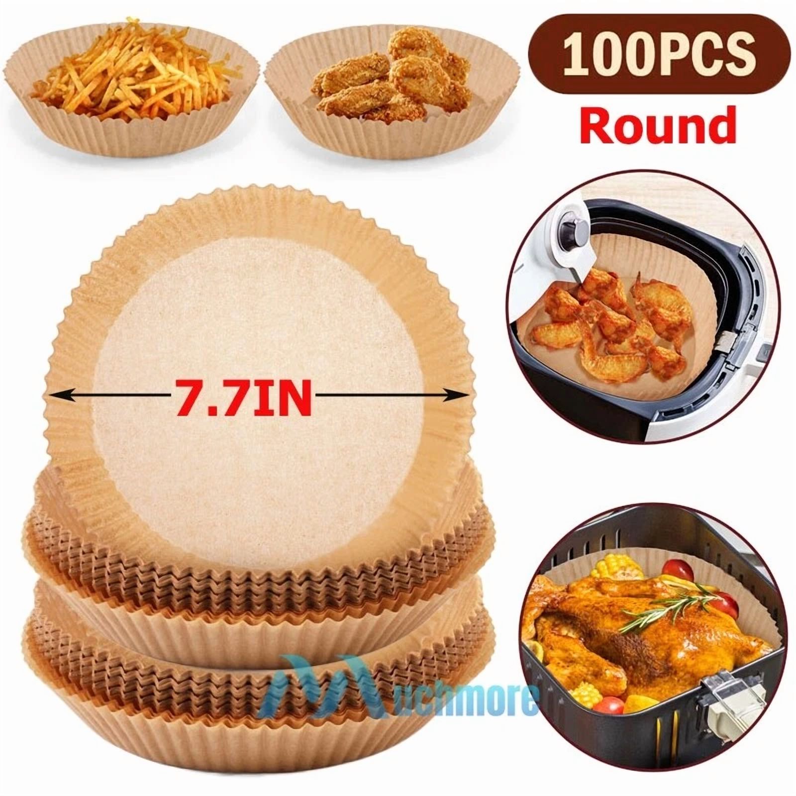 Zyler - Air Fryer Paper Liner Disposable Non-Stick Steamer Mat For Cooking 8 Inch/100Pcs