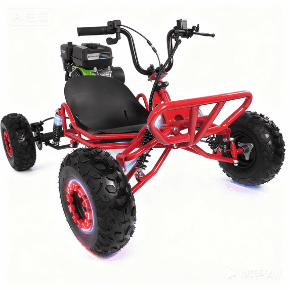 Zyliathor 212cc 4-Stroke Gas Off-Road Kart, Hydraulic Disc Brake, 6" Tires, 4-Shock Suspension — Off-Road Only