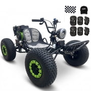 Zyliathor 212cc Gas Powered Off-Road Go Kart for Teens & Adults, Electric Start + Pull Start, Forward Neutral Reverse, CVT Automatic, LED Headlight, AT19x7-8 Tire, 8-Inch Steel Wheel Black
