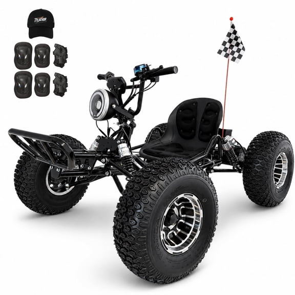 Zyliathor 48V 20Ah Electric off-road Go Kart for Adults, Peak 4000W, up to 31 mph, 30-mile range, Shaft Drive ,AT19x7-8 Tires(Black)
