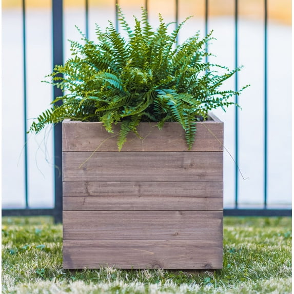 Zylina Modern Indoor/Outdoor Trough Planter Collection - Tall 18" X 18" X 18.3" for Patios, Decks, Atriums, Balconies and Indoor Rooms
